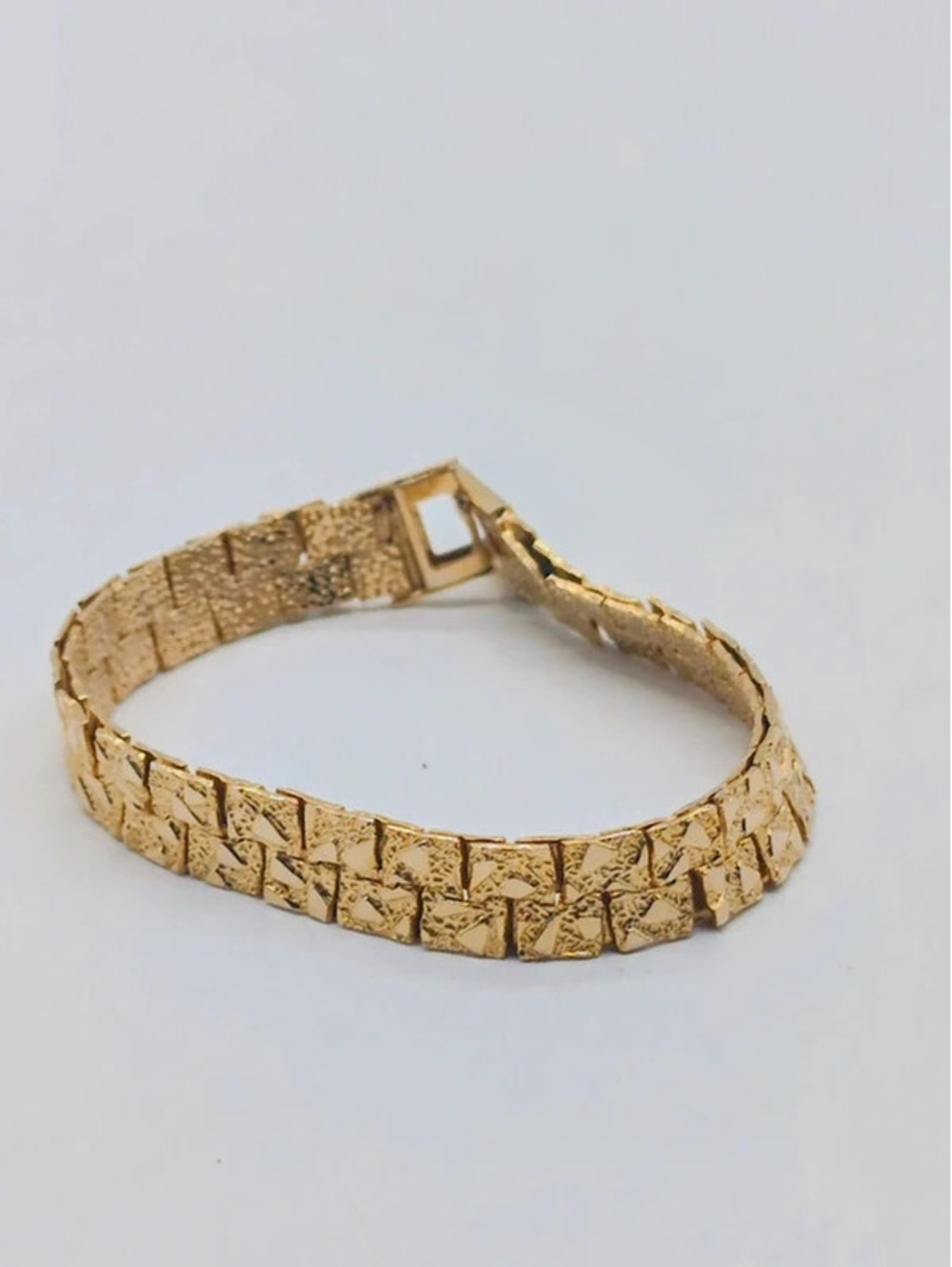 Vintage Gold-Tone Nugget/Bark Link Bracelet needs Clasp - 7 Inch